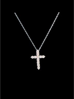 BRAND NEW 1.1 ct sterling silver moissanite cross necklace